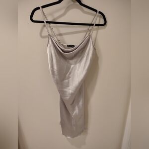 NWOT Bebe Satin Cowl Mini Dress